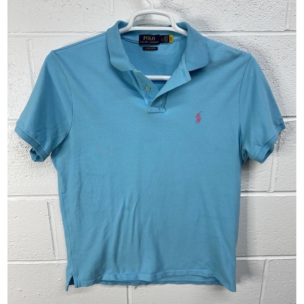 Polo Ralph Lauren Polo Shirt Aqua Blue Custom Slim Fit / Men's‎ Large